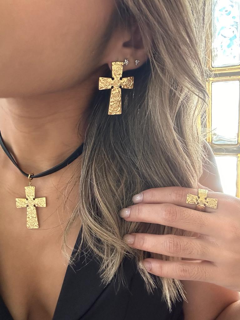 Golden Cross Earrings