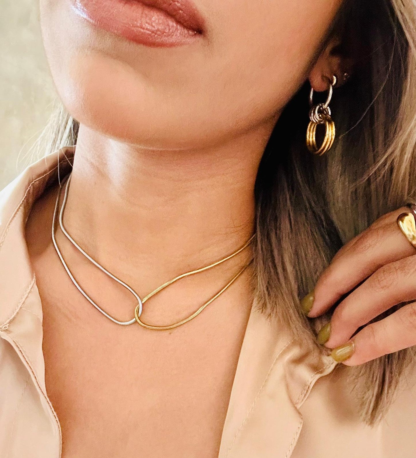 Silver & Gold Simple Necklace