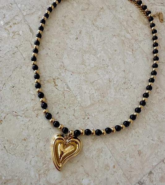 Black and Gold Heart Necklace