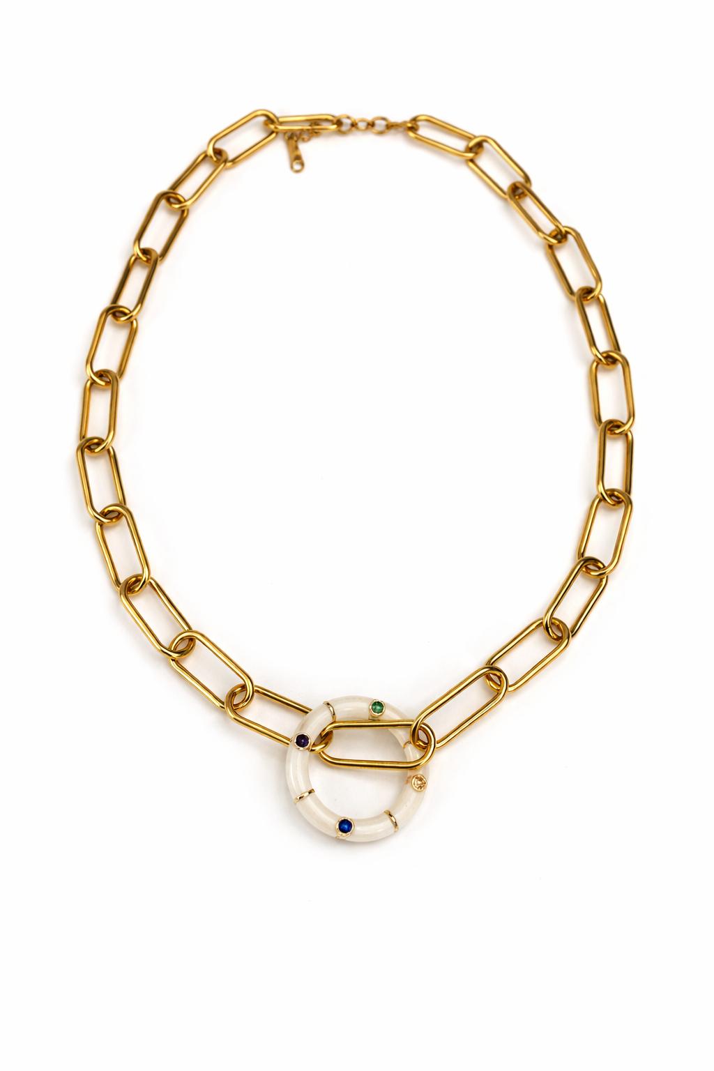 White Halo Link Necklace