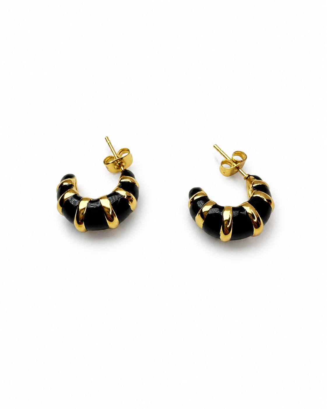Black Croissant Earrings