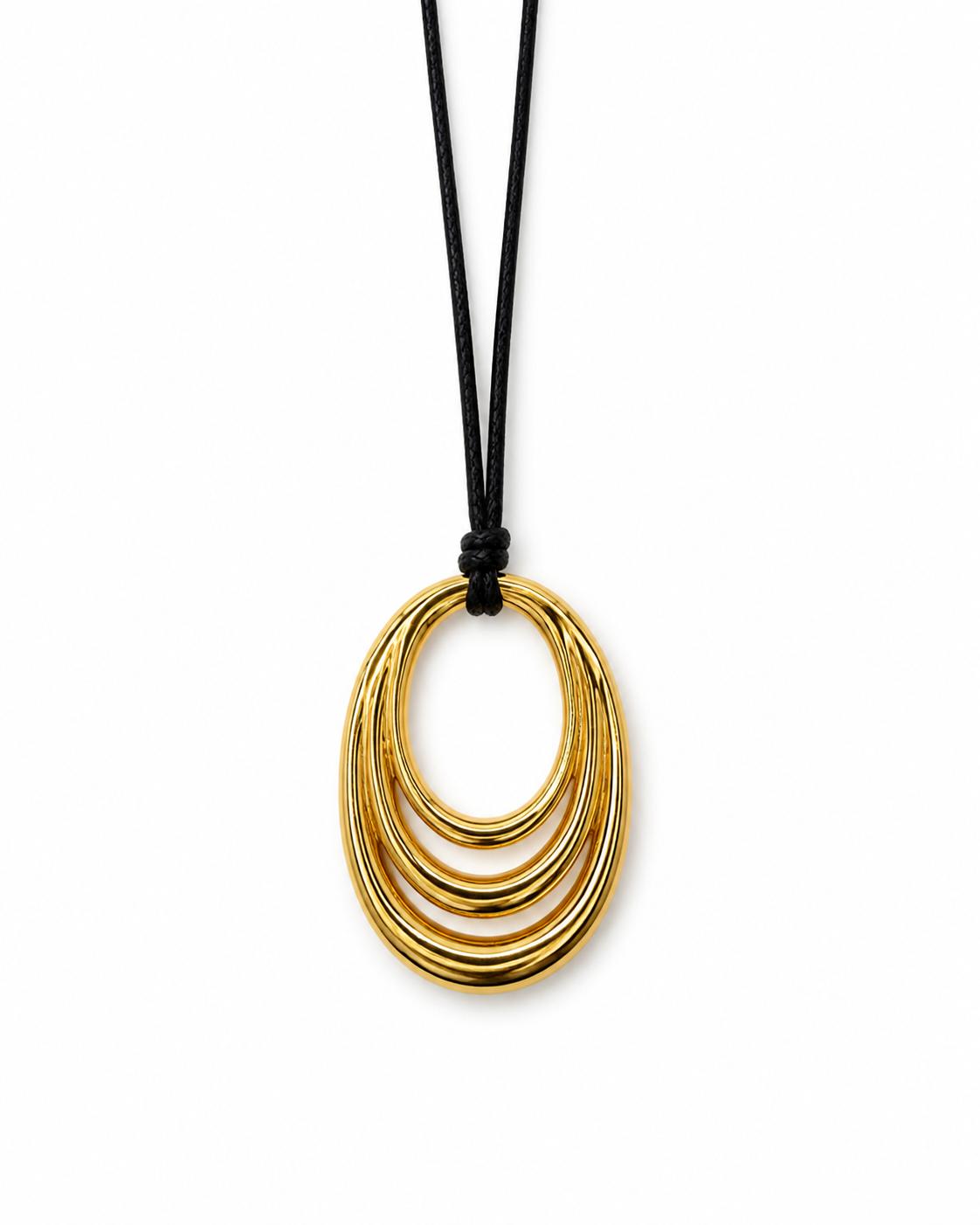 Black & Gold Oval Necklace
