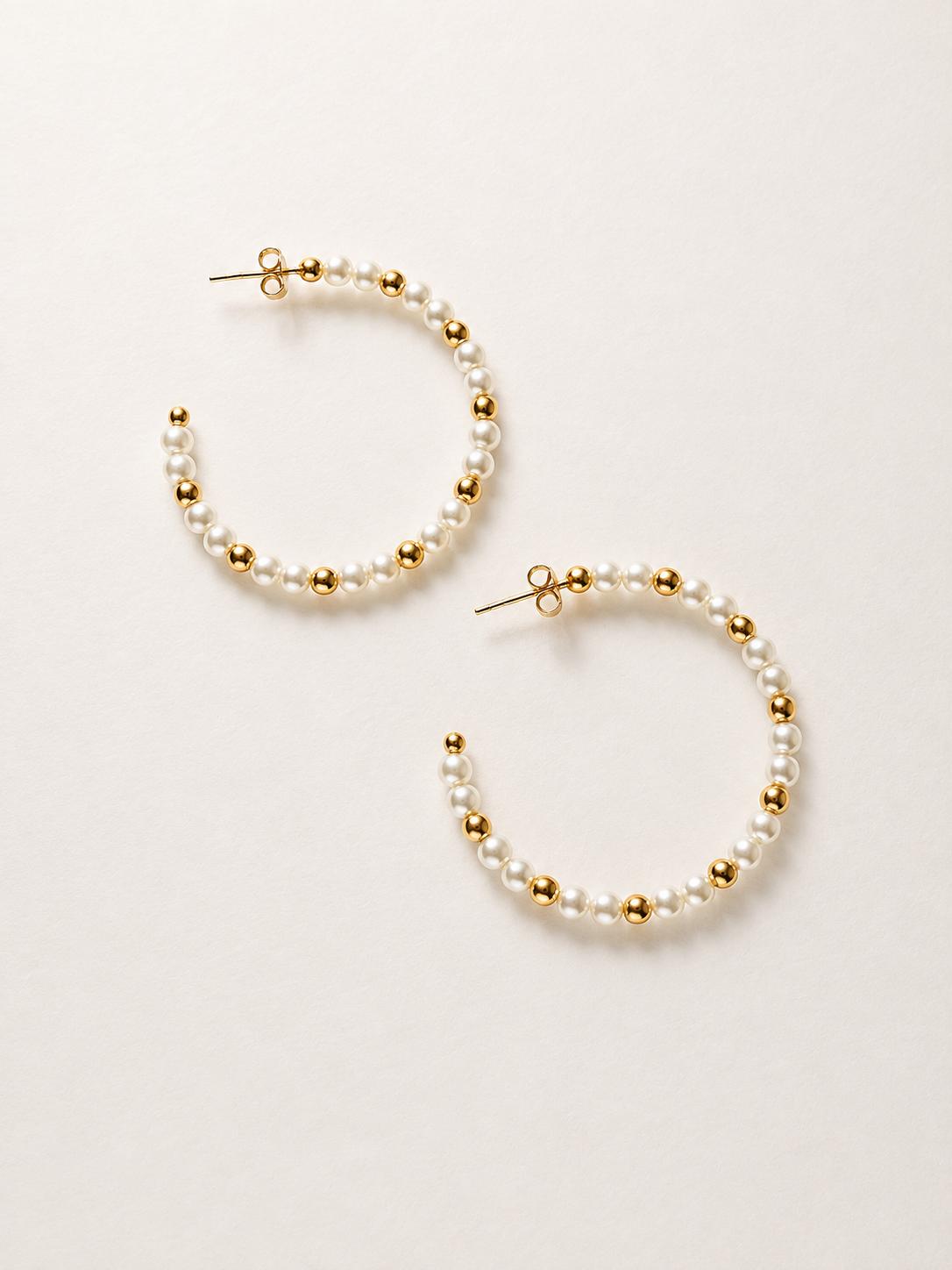 Delicate Pearls Hoops