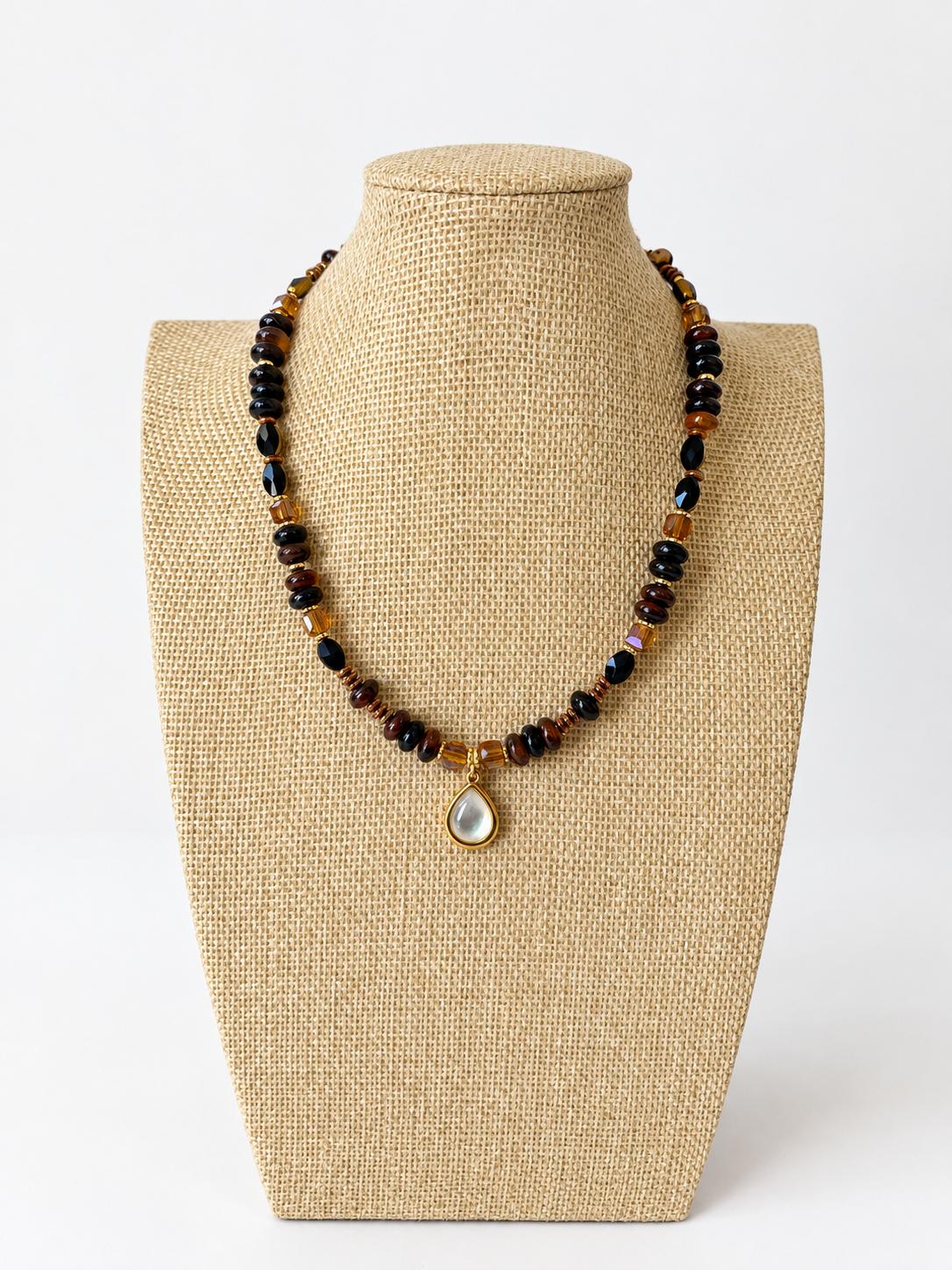 Black & Brown Teardrop Necklace
