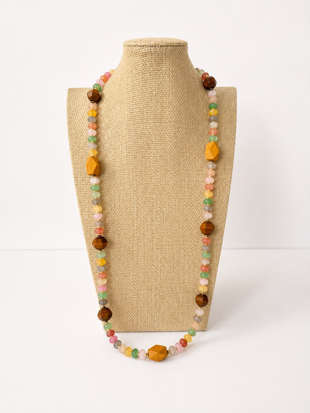 Boho Crystals & Wood Necklace