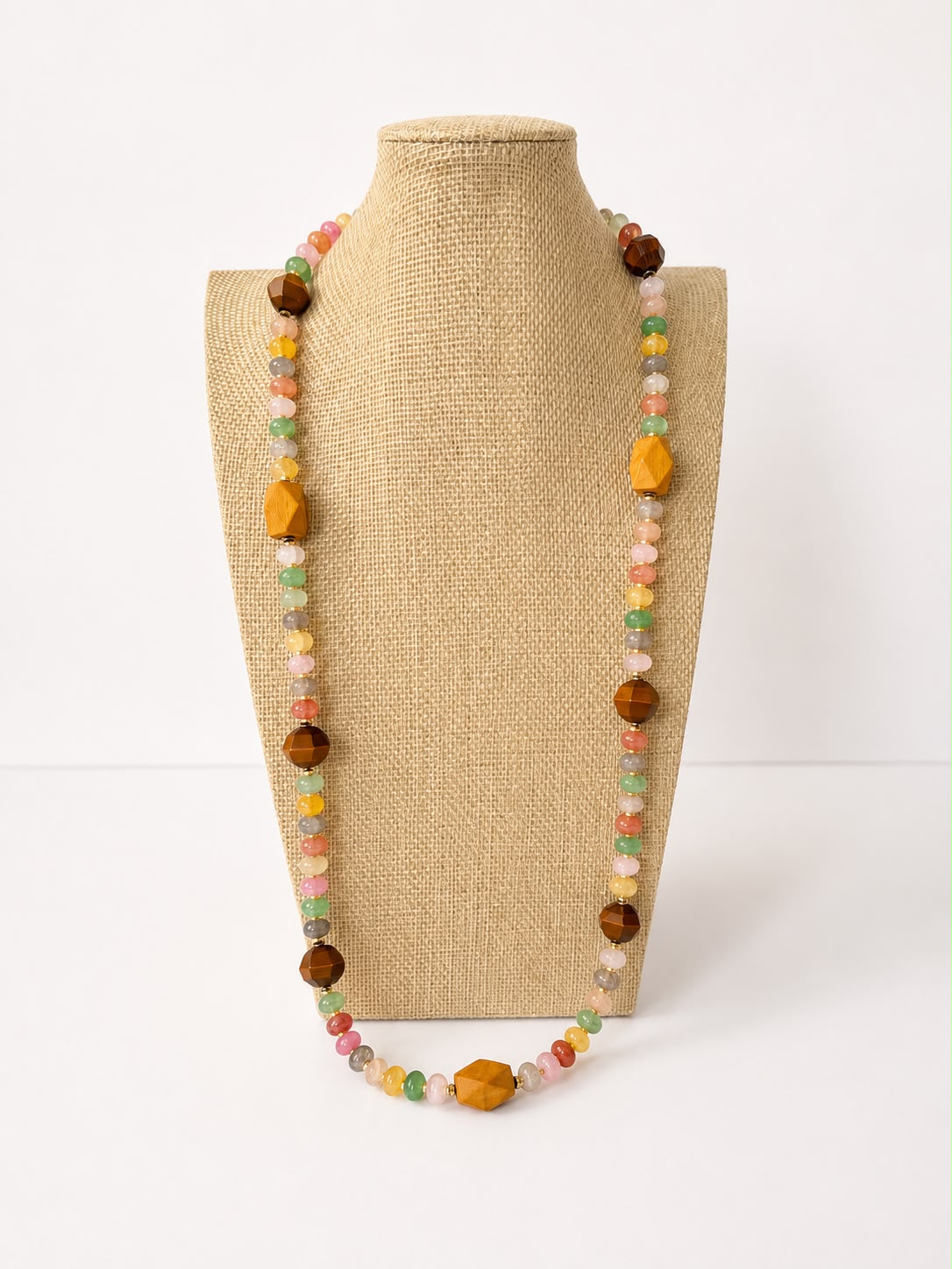 Boho Crystals & Wood Necklace