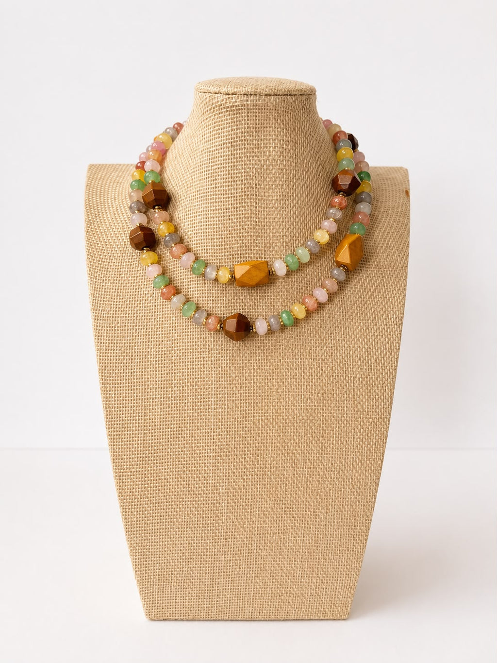 Boho Crystals & Wood Necklace