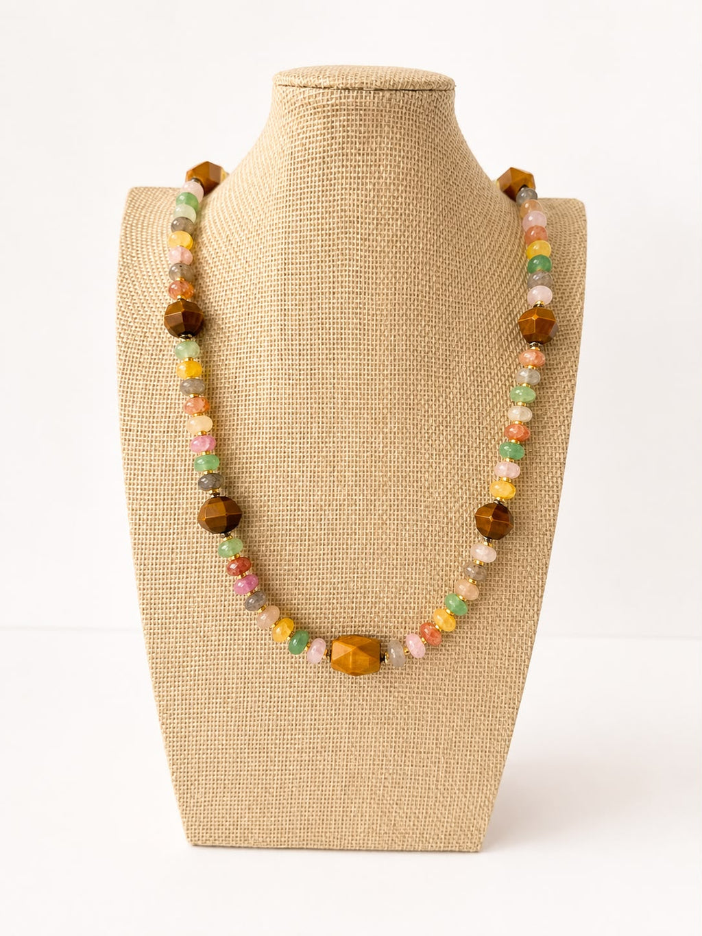Boho Crystals & Wood Necklace