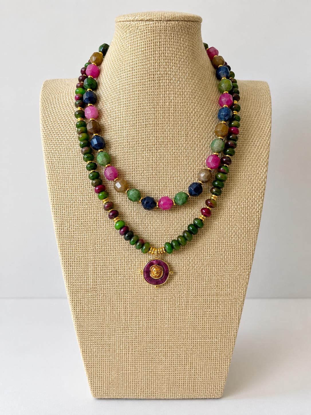Green & Purple Jade Pendant Necklace