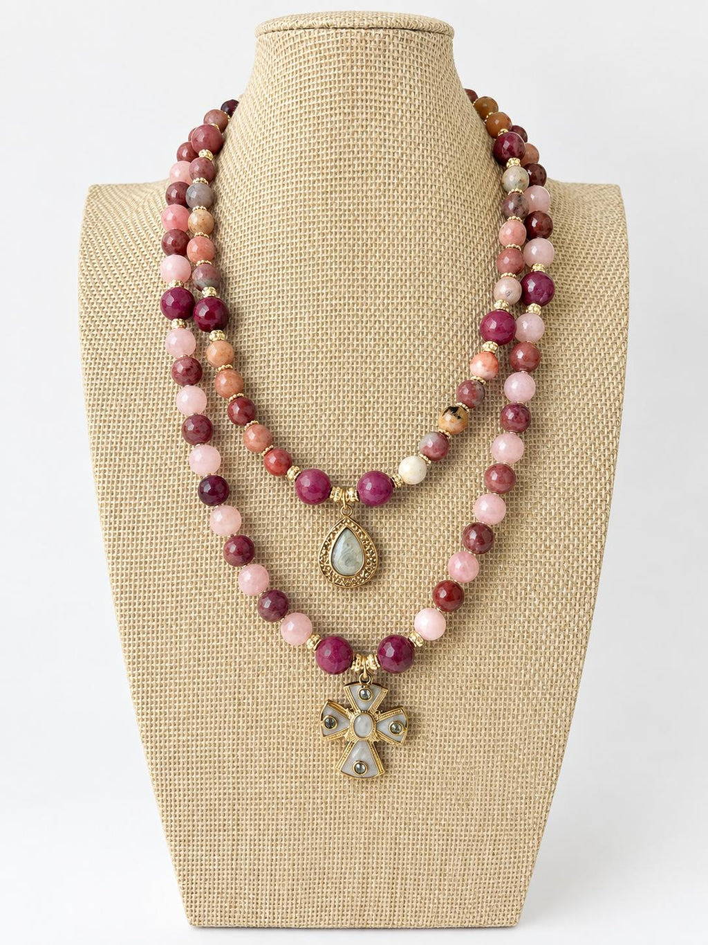 Rosé Pearl Cross Necklace