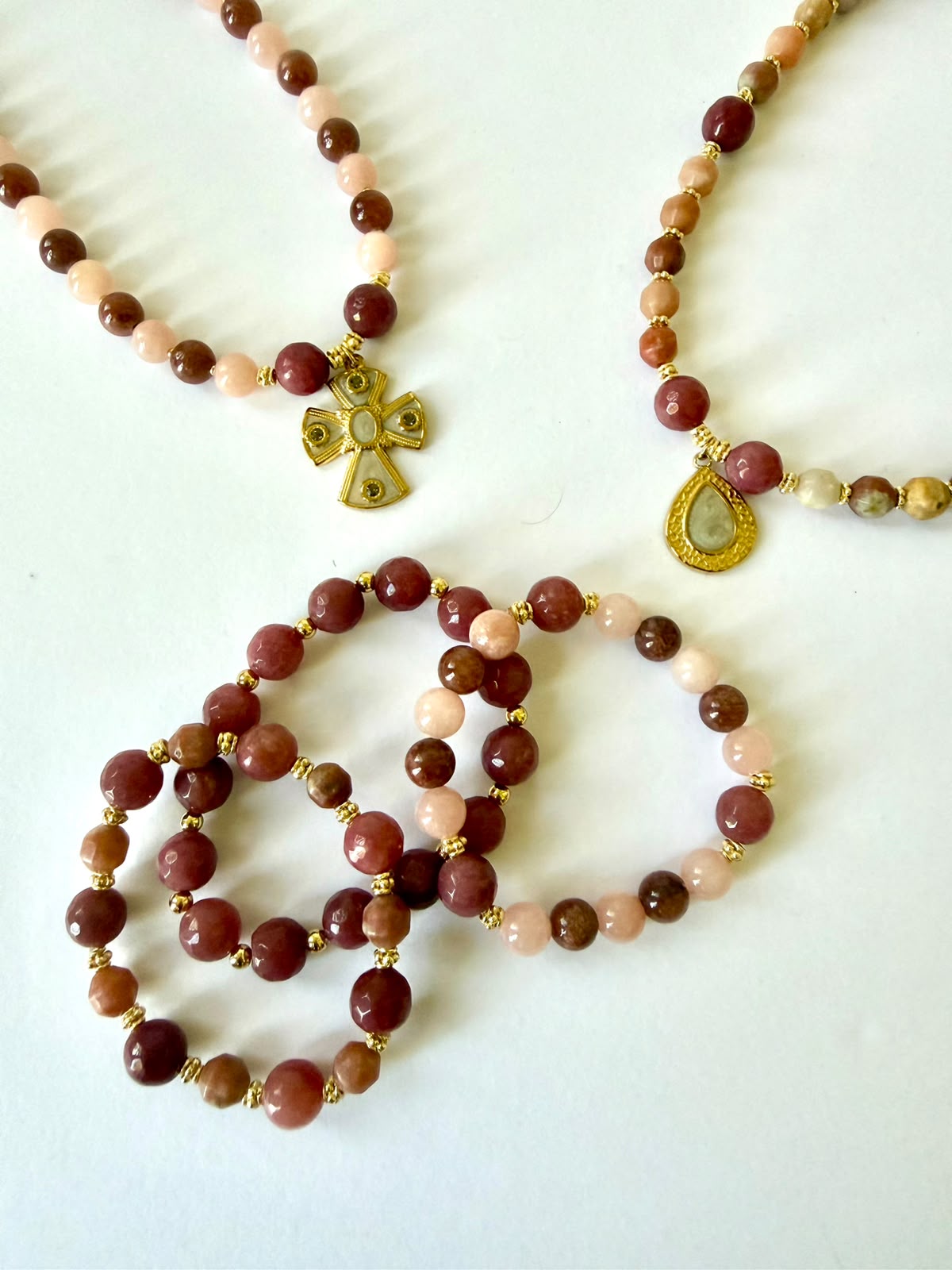 Rosé Agate Bracelet Set of 3