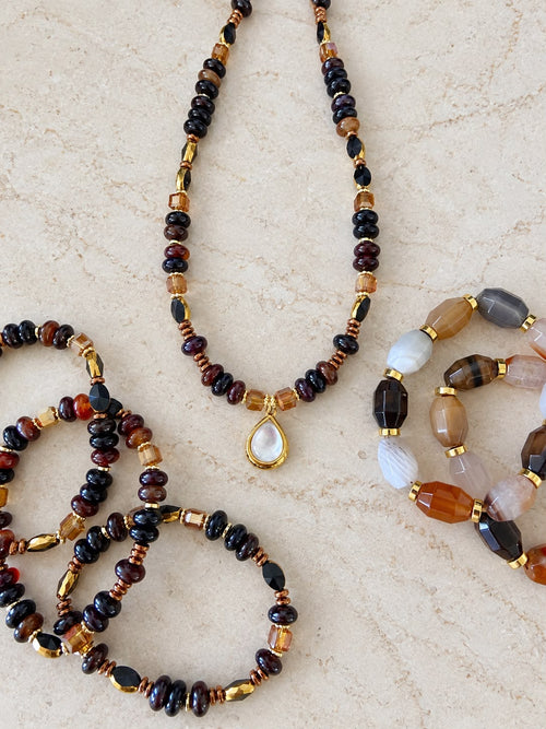 Black & Brown Teardrop Necklace